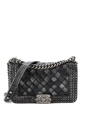CHANEL Pre-Owned Paris-Dallas Boy Flap Bag Studded Quilted Distressed Calfskin Old Medium shoulder bag - Black