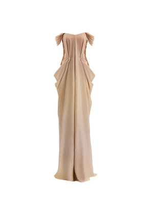 Gemy Maalouf off-shoulder beaded ruched dress - Neutrals