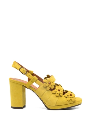 Chie Mihara flower perli leather sandals - Yellow