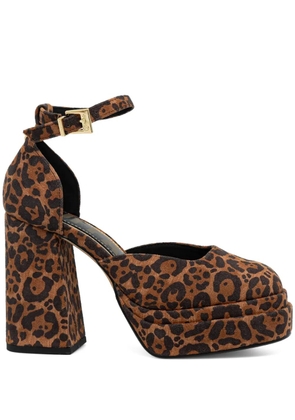 Buffalo 110mm May Dorsay platform ankle-strap pumps - Brown