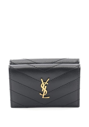 Saint Laurent Pre-Owned 2020s monogram origami leather wallet - Black