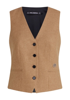 Karl Lagerfeld flannel button-fastening belted waistcoat - Brown