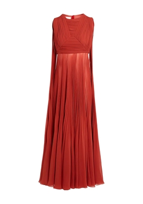 Giambattista Valli pleated silk maxi dress - Red