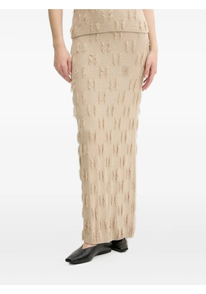 SAMSOE SAMSOE fringe-detail knit skirt - Neutrals