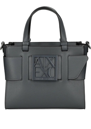 Armani Exchange medium logo-plaque tote bag - Grey