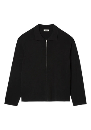 SANDRO zipped knitted cardigan - Black