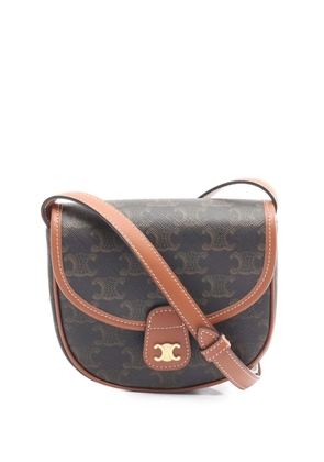 Celine Pre-Owned 2022 Mini Triomphe Coated Canvas Embroidered Triomphe Heart Besace crossbody bag - Black