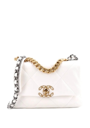 CHANEL Pre-Owned 19 Flap Bag Quilted Leather Medium crossbody bag - White