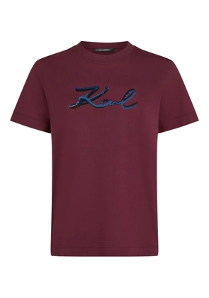 Karl Lagerfeld sequin-logo T-shirt - Red