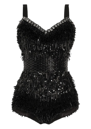 Dolce & Gabbana bead-embellished bodysuit - Black