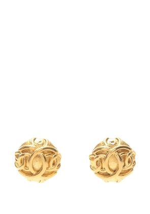 CHANEL Pre-Owned 1980-1990 Gold Plated Overlapping CC Round Clip On Earrings costume earrings