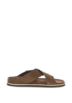 Paul & Shark crossover suede slip-on sandals - Brown