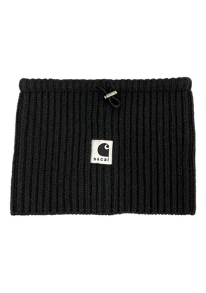 sacai x Carhartt WIP ribbed logo neck warmer - Black