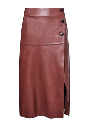 Yves Salomon buttoned leather wrap skirt - Brown