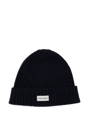 Officine Generale logo-patch beanie - Blue