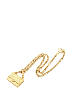 CHANEL Pre-Owned 1995 CC Gold Plated Quilted Flap Bag Pendant Necklace costume necklace