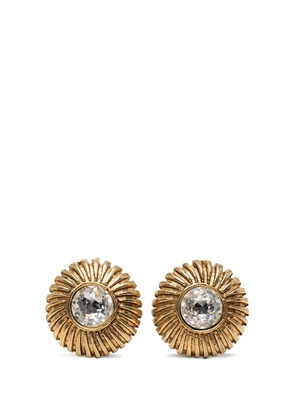 CHANEL Pre-Owned 1970-1980 Gold Plated Rhinestone Sunburst Clip On Earrings costume earrings