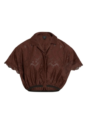 Giambattista Valli scalloped-sleeve top - Brown