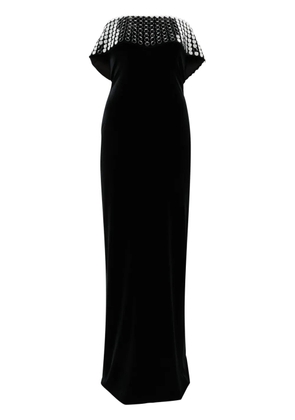 NISSA mirror-embellished velvet gown - Black