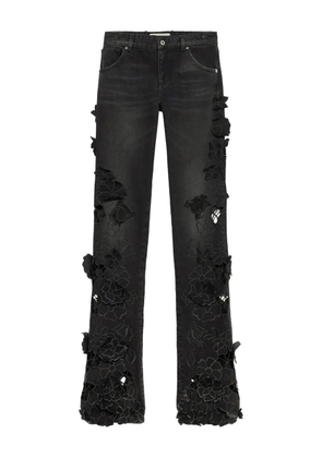 Blumarine floral-embelished jeans - Black
