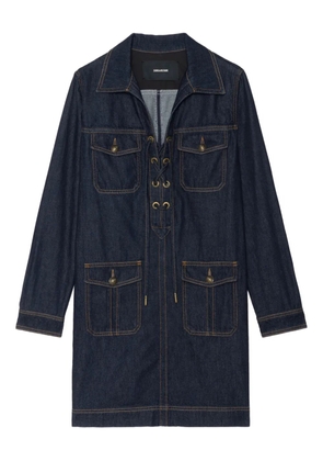 Zadig&Voltaire Remacha lace-up pocket mini dress - Blue