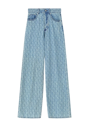 DRIES VAN NOTEN wide leg printed denim pants - Blue