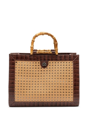 Isla Medium Diana crocodile-effect woven tote bag - Brown