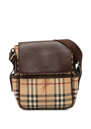 Burberry Pre-Owned 2000-2017 Haymarket Check Coated Canvas Flap crossbody bag - Brown