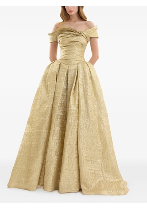 Gemy Maalouf off-shoulder jacquard maxi dress - Gold