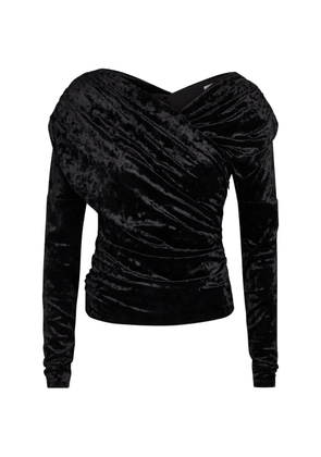 GANNI draped long-sleeve top - Black