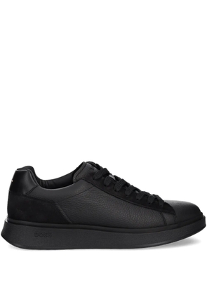 BOSS textured-leather panelled sneakers - Black