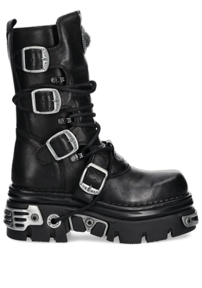 NEW ROCK 70mm leather platform boots - Black