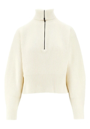 Max Mara half-zip ribbed pullover - White