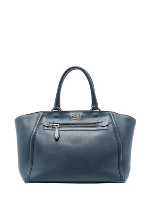 Prada Pre-Owned 2010-2025 Large Visone City Calf Double Handle Shopping tote bag - Blue