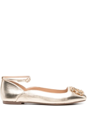 LIU JO chain-embellished ankle-strap ballet flats - Gold