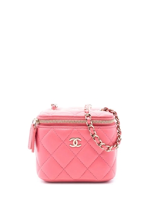 CHANEL Pre-Owned 2020 Mini Quilted Lambskin Top Handle Vanity Case With Chain crossbody bag - Pink