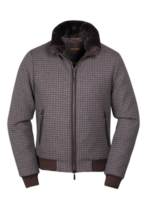 Moorer Bellati-Pp houndstooth zip-up jacket - Grey