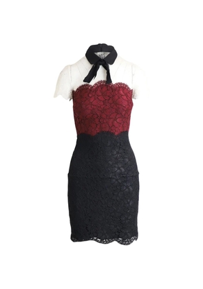 SANDRO lace-detail peter pan collar midi dress - Red