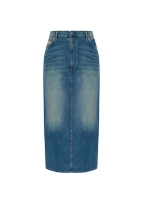 Moschino logo-label midi skirt - Blue