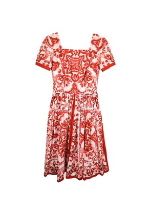 Dolce & Gabbana Pre-Owned Majolica pleated printed midi dress - Red