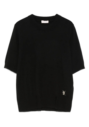 LIU JO logo-patch short-sleeve sweater - Black