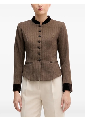 Hoss Intropia herringbone-pattern buttoned shirt - Brown