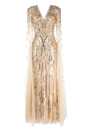 Jenny Packham Planelto sequin-embellished maxi dress - Brown