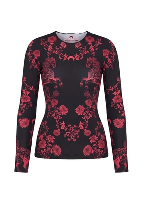 Marine Serre horses-print long-sleeved T-shirt - Black