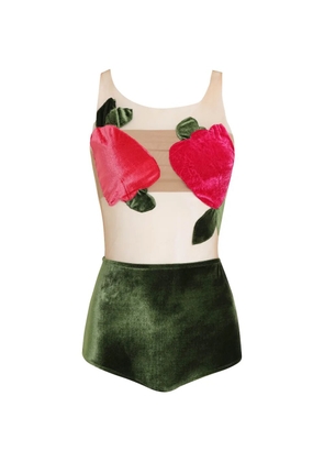 Brigitte Carnaval/Festival Caju floral-appliqué swimsuit - Green