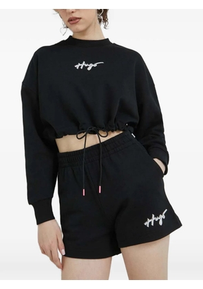 HUGO logo-detail drawstring sweatshirt - Black