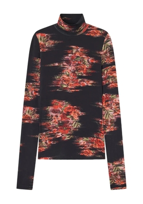 GANNI floral-print turtleneck T-shirt - Black