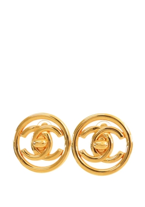 CHANEL Pre-Owned 1997 Gold Plated CC Encircled Turn Lock Clip On Earrings costume earrings