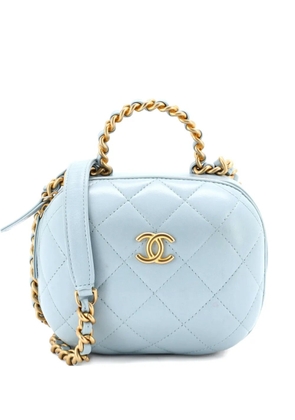 CHANEL Pre-Owned CC Bubble Top Handle Vanity Case with Chain Quilted Lambskin Small satchel - Blue