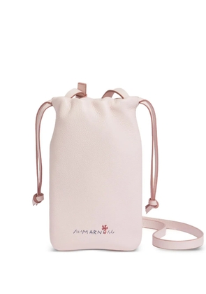 Marni embroidered-logo drawstring phone holder - Pink